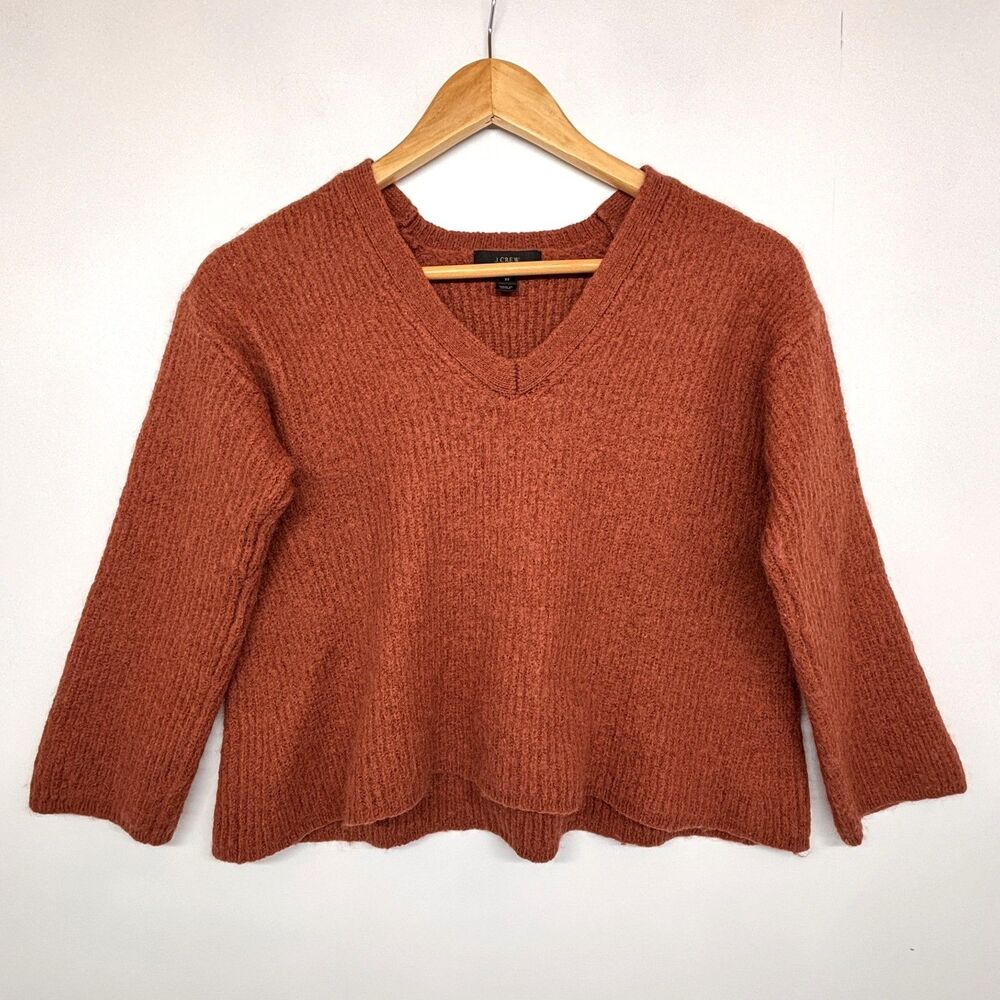 J. Crew Oversized Alpaca Wool Blend Rust Orange Pullover Sweater Women's Medium